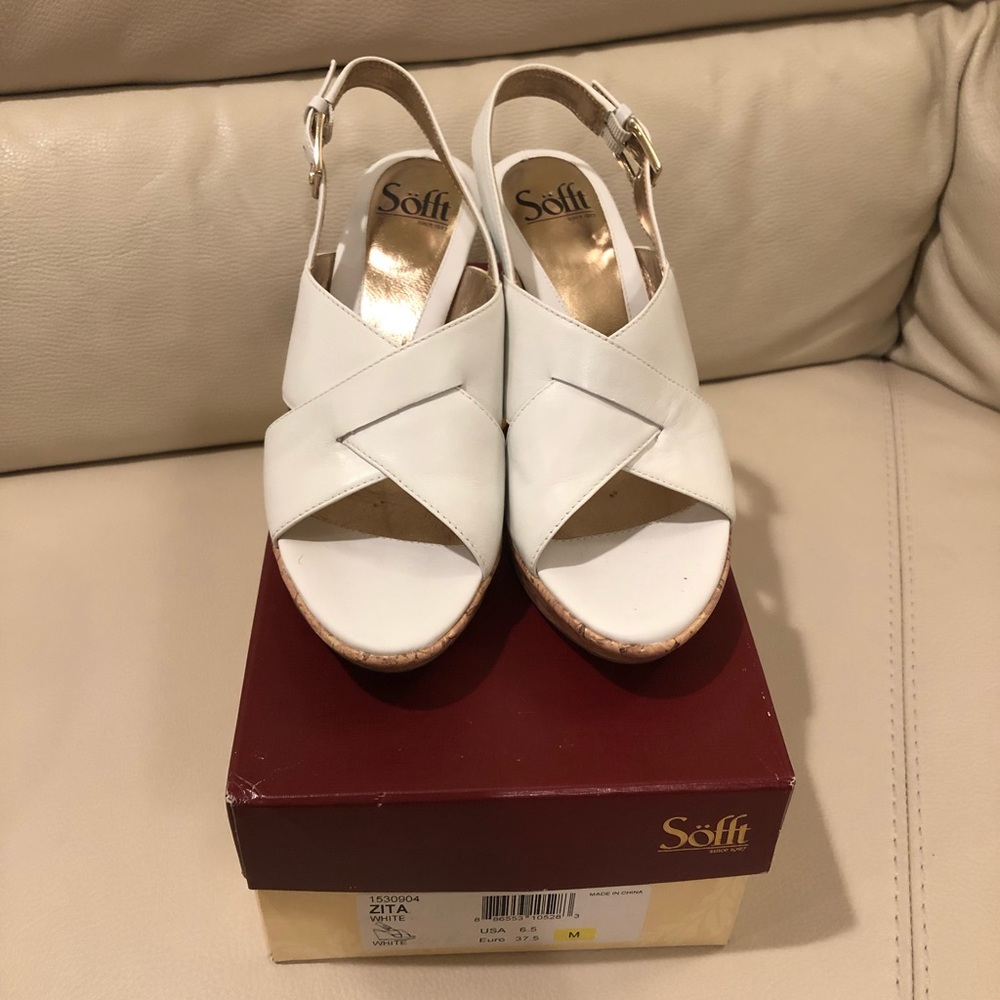 SOFFT shoe, wedge, white leather sling back
